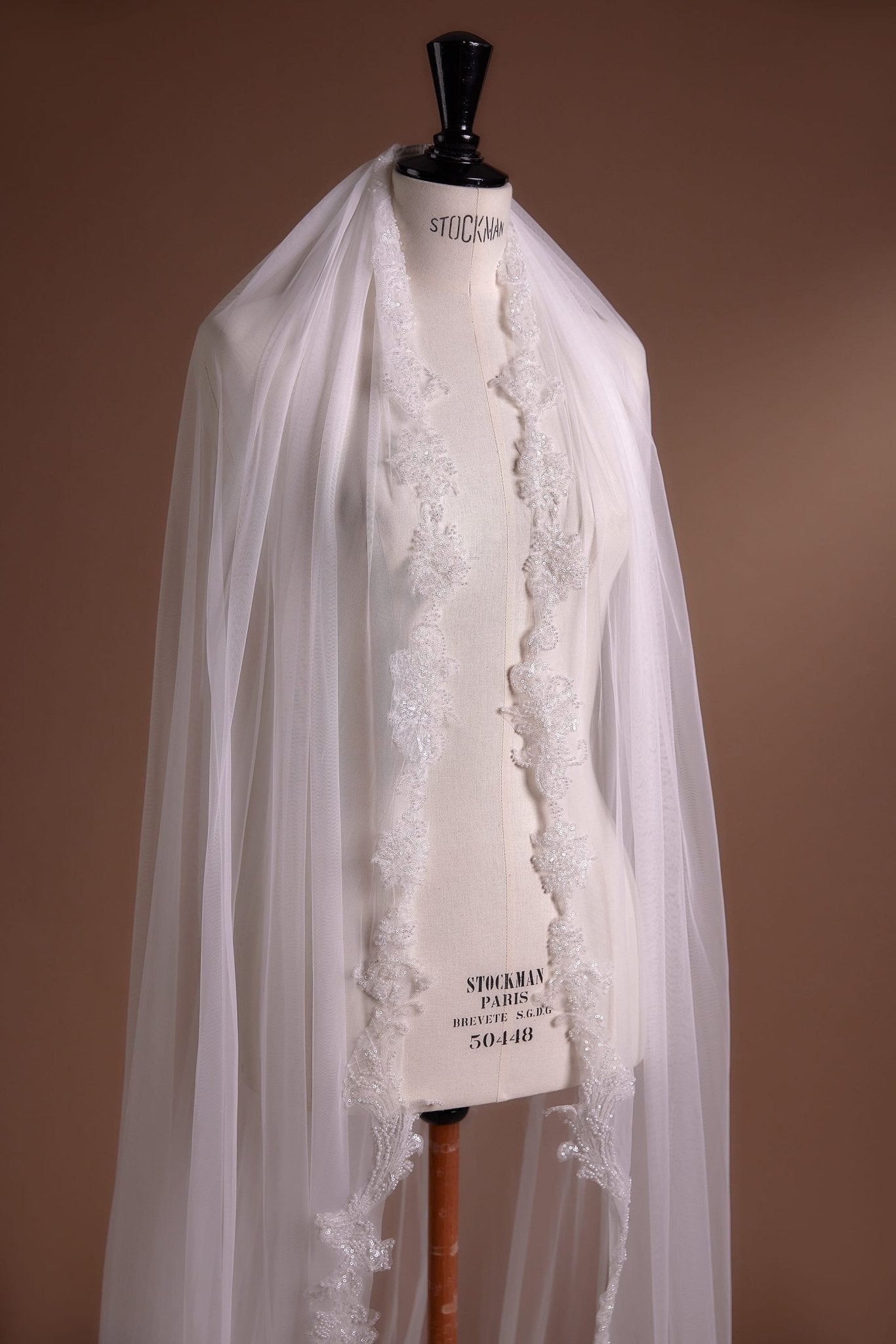 Lace Cathedral Veil with Exquisite Embroidery and Elegant Cathedral Length - WonderlandByLilian