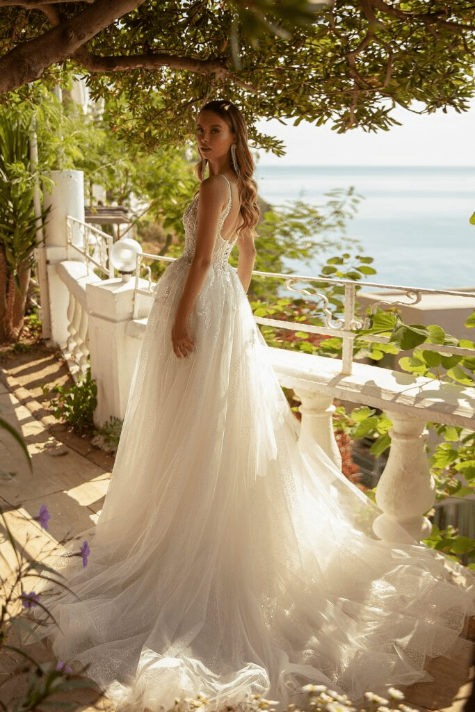 Lace Strap Wedding Dress - Princess Sparkle Glitter Wedding Dress - Lace Corset Back Wedding Dress Plus Size - WonderlandByLilian
