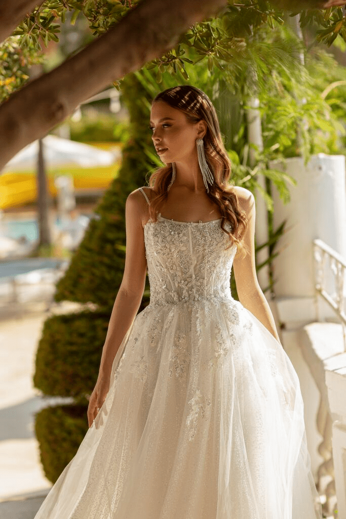 Lace Strap Wedding Dress - Princess Sparkle Glitter Wedding Dress - Lace Corset Back Wedding Dress Plus Size - WonderlandByLilian