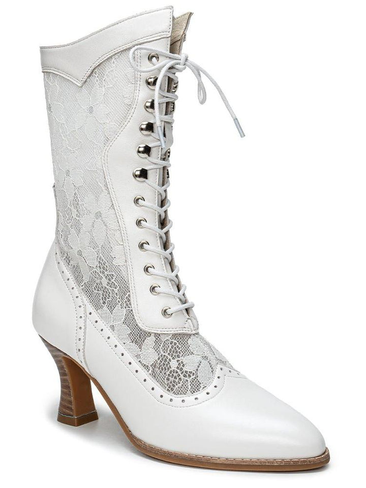 Lace Victorian Boots - Delicate Floral & Soft Sheepskin Design - WonderlandByLilian