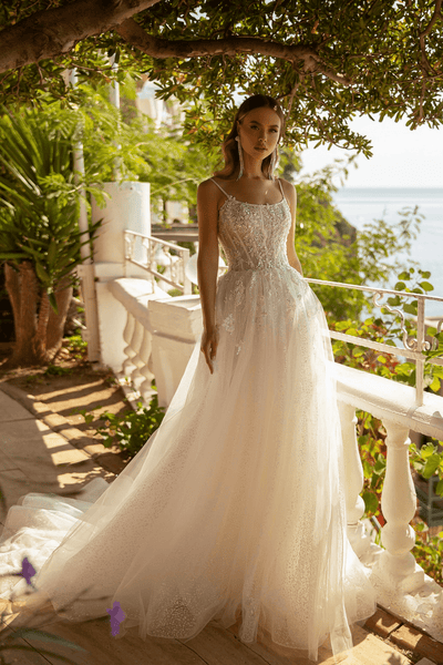 Lace Strap Wedding Dress - Princess Sparkle Glitter Wedding Dress - Lace Corset Back Wedding Dress Plus Size - WonderlandByLilian