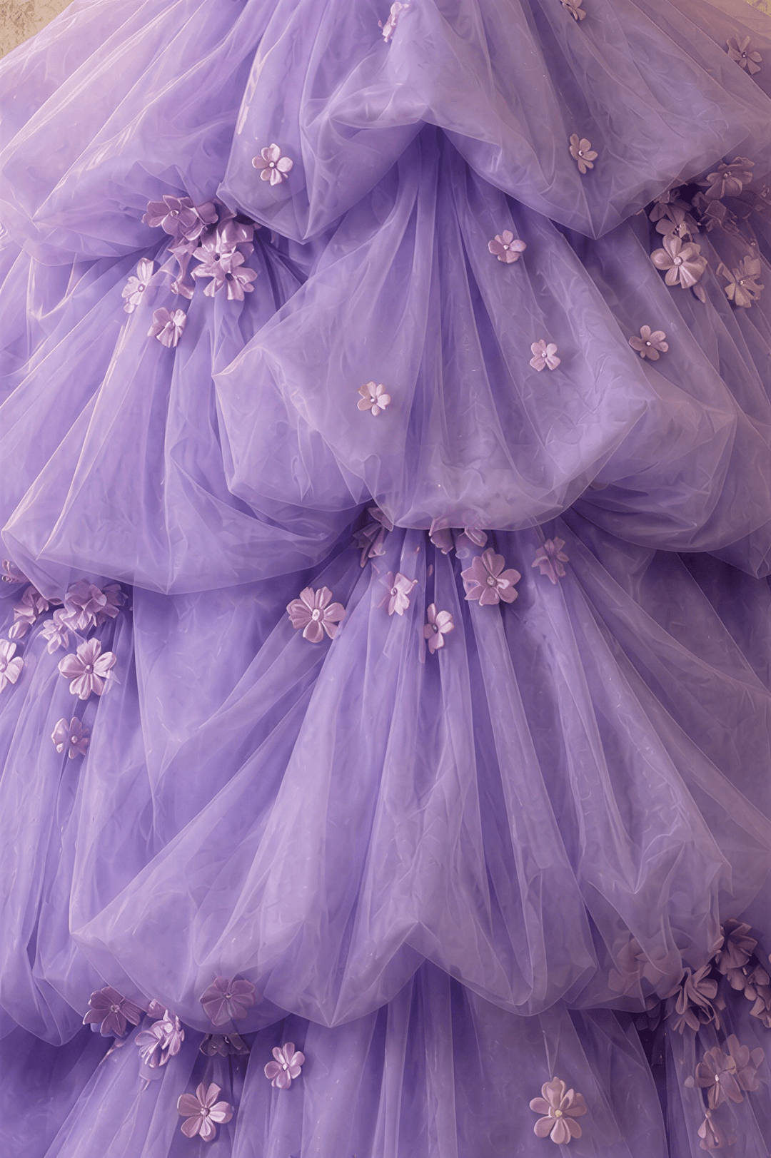 Lavender Floral Tulle Princess Ball Gown Strapless Corset Fairy Evening Dress Romantic Couture Formal Gown Fantasy Prom Dress Plus Size - WonderlandByLilian