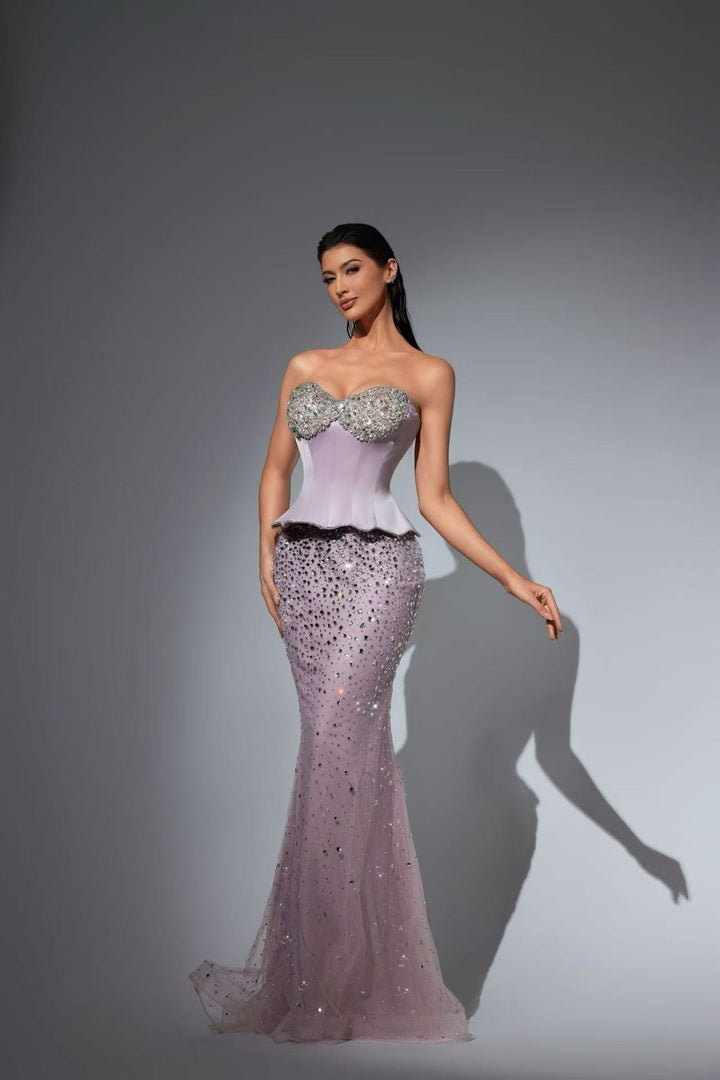Champagne and White Pretty Sequin Dress with Embellished Corset Bodice – Illusion Formal Dress Plus Size
