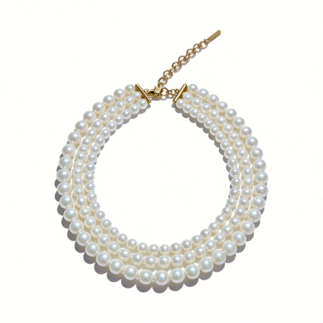 Legacy of Grace – Handmade Triple Strand Pearl Necklace – A Queen’s Life - WonderlandByLilian
