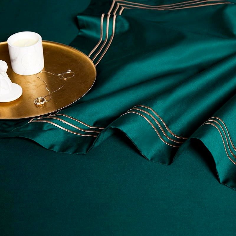 Leila Green Embroidered Edge Egyptian Cotton Bedding Set - WonderlandByLilian