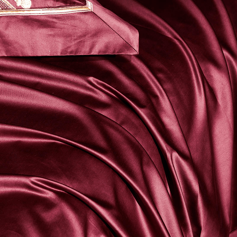 Lezkira Burgundy Red Luxury Egyptian Cotton Embroidery Bedding Set - WonderlandByLilian