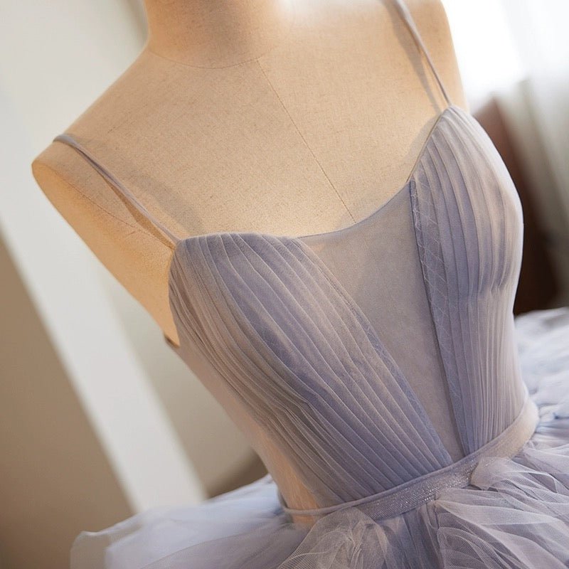 Light Blue Layered Tulle Party Dress - Spaghetti Strap and Corset Back Wedding Dress Plus Size - WonderlandByLilian