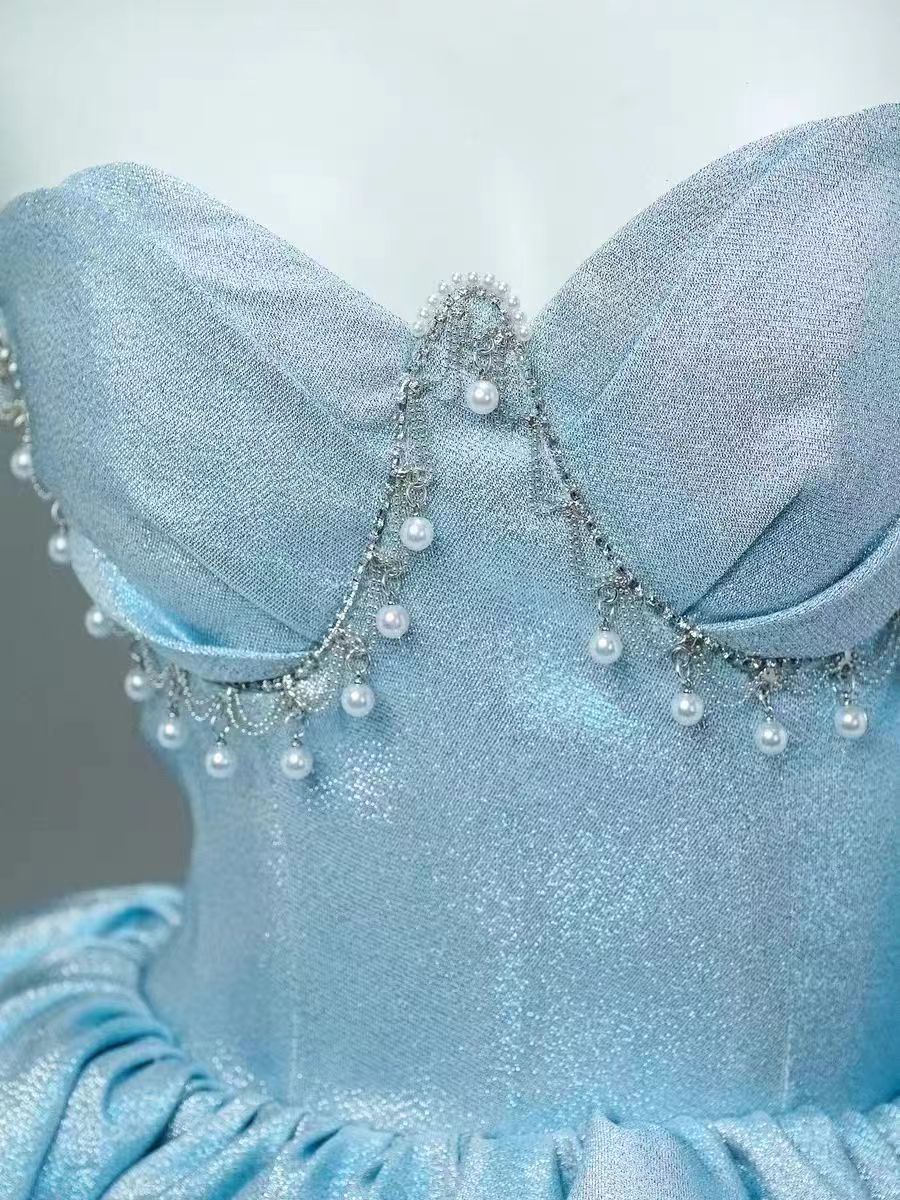 Light Blue Whimsical Fairy Inspired Ball Gown with Beaded Bodice - Plus Size Size 28W / Blue Light Blue Whimsical Fairy Inspired Ball Gown with Beaded Bodice - Plus Size Size 28W / Blue