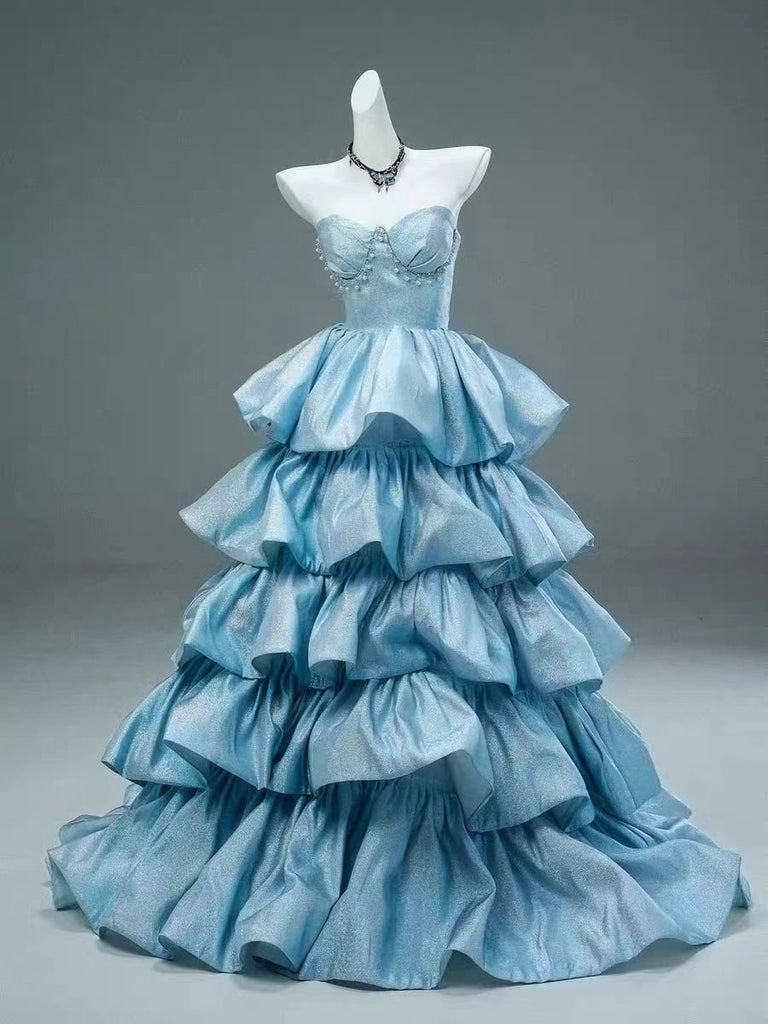 Light Blue Whimsical Fairy Inspired Ball Gown with Beaded Bodice - Plus Size Size 28W / Blue Light Blue Whimsical Fairy Inspired Ball Gown with Beaded Bodice - Plus Size Size 28W / Blue