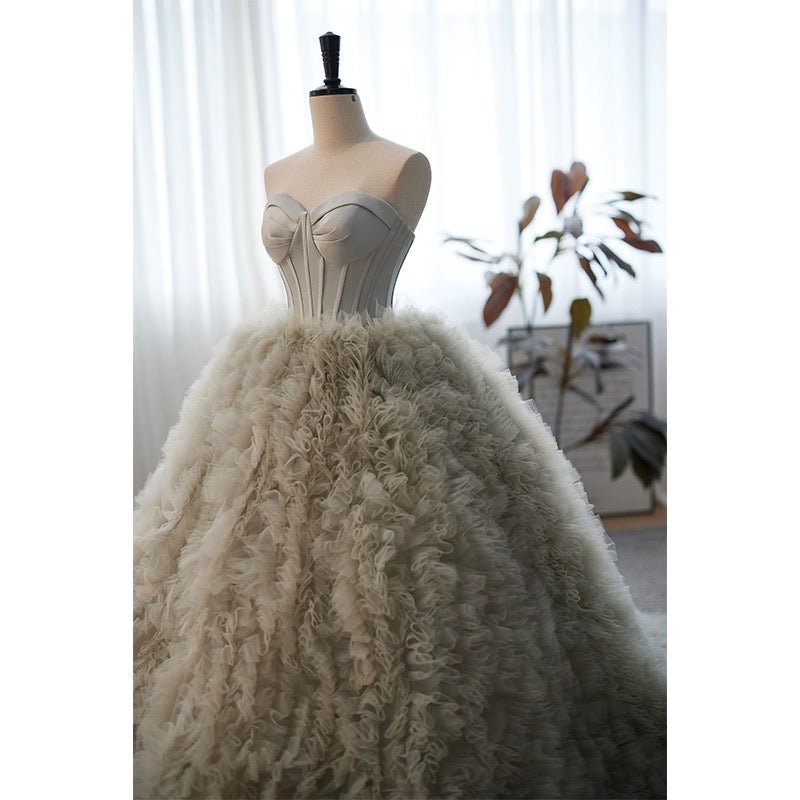 Gray Strapless Tulle Long Prom Dress, Beautiful A-Line Sweetheart Neck Formal Evening Dress US 2 / Gray Gray Strapless Tulle Long Prom Dress, Beautiful A-Line Sweetheart Neck Formal Evening Dress US 2 / Gray
