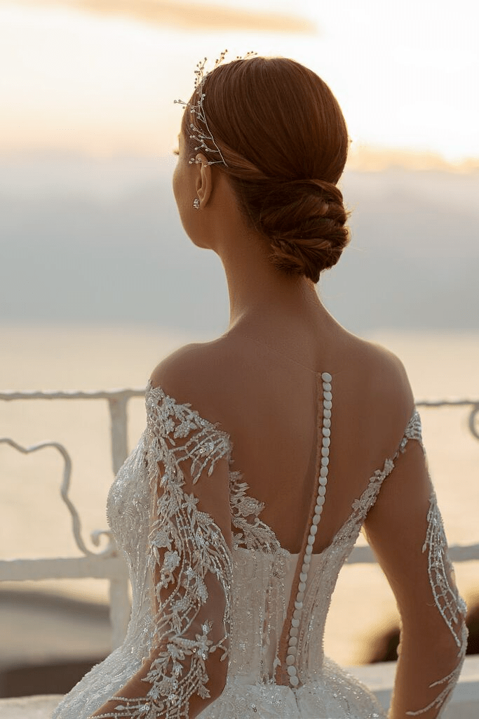 Long Sleeve Lace Bridal Gown - Lace Bodice Wedding Gown - Aline Ball Gown Wedding Dress Plus Size - WonderlandByLilian