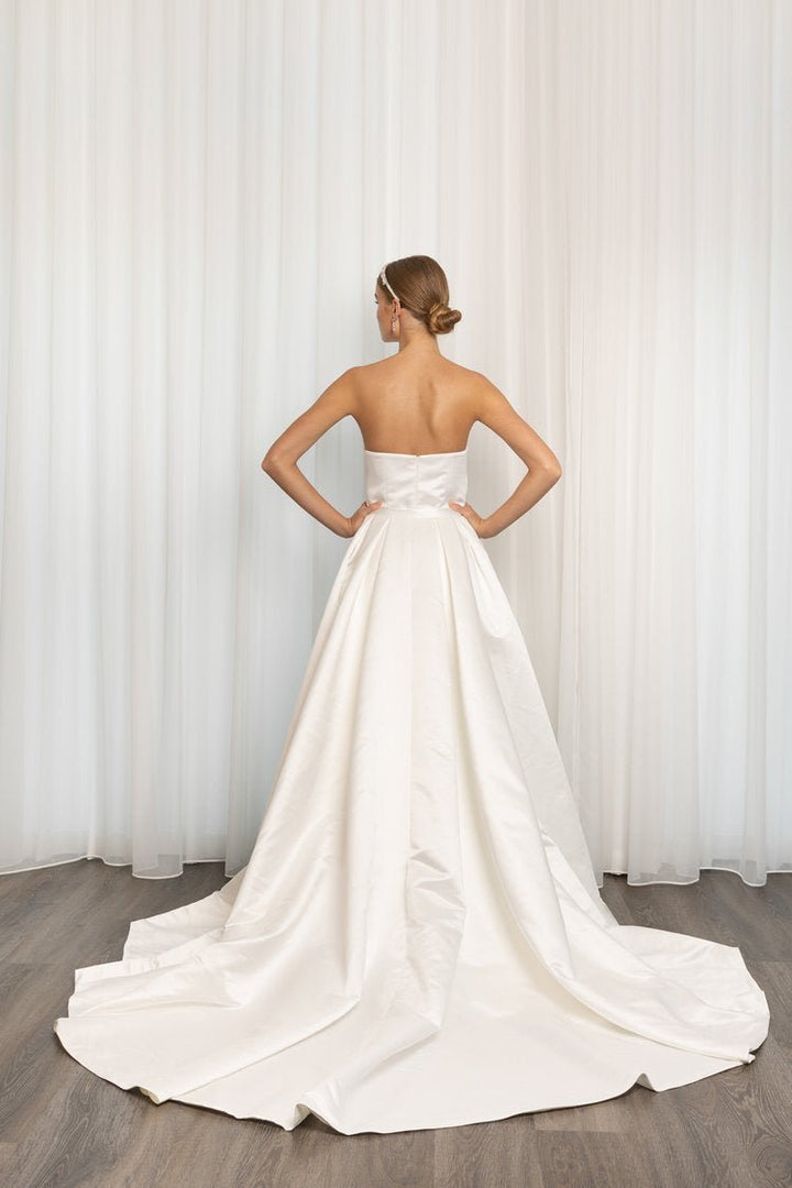 Luxurious Satin Mermaid Wedding Gown with Detachable Overskirt Plus Size - LIANA - WonderlandByLilian