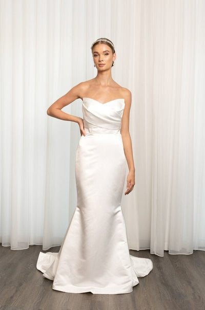 Luxurious Satin Mermaid Wedding Gown with Detachable Overskirt Plus Size - LIANA - WonderlandByLilian