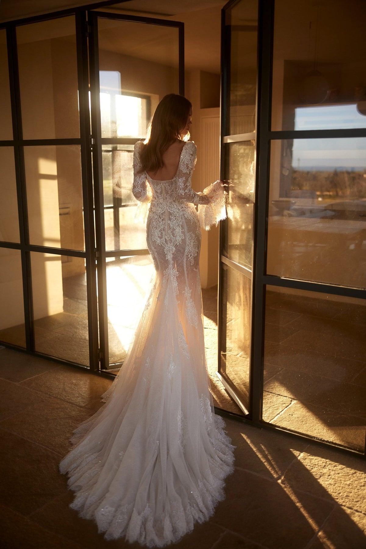 long sleeve mermaid wedding dress with train Long Sleeve Mermaid Wedding Dresses With Detachable Trains ZW876 -