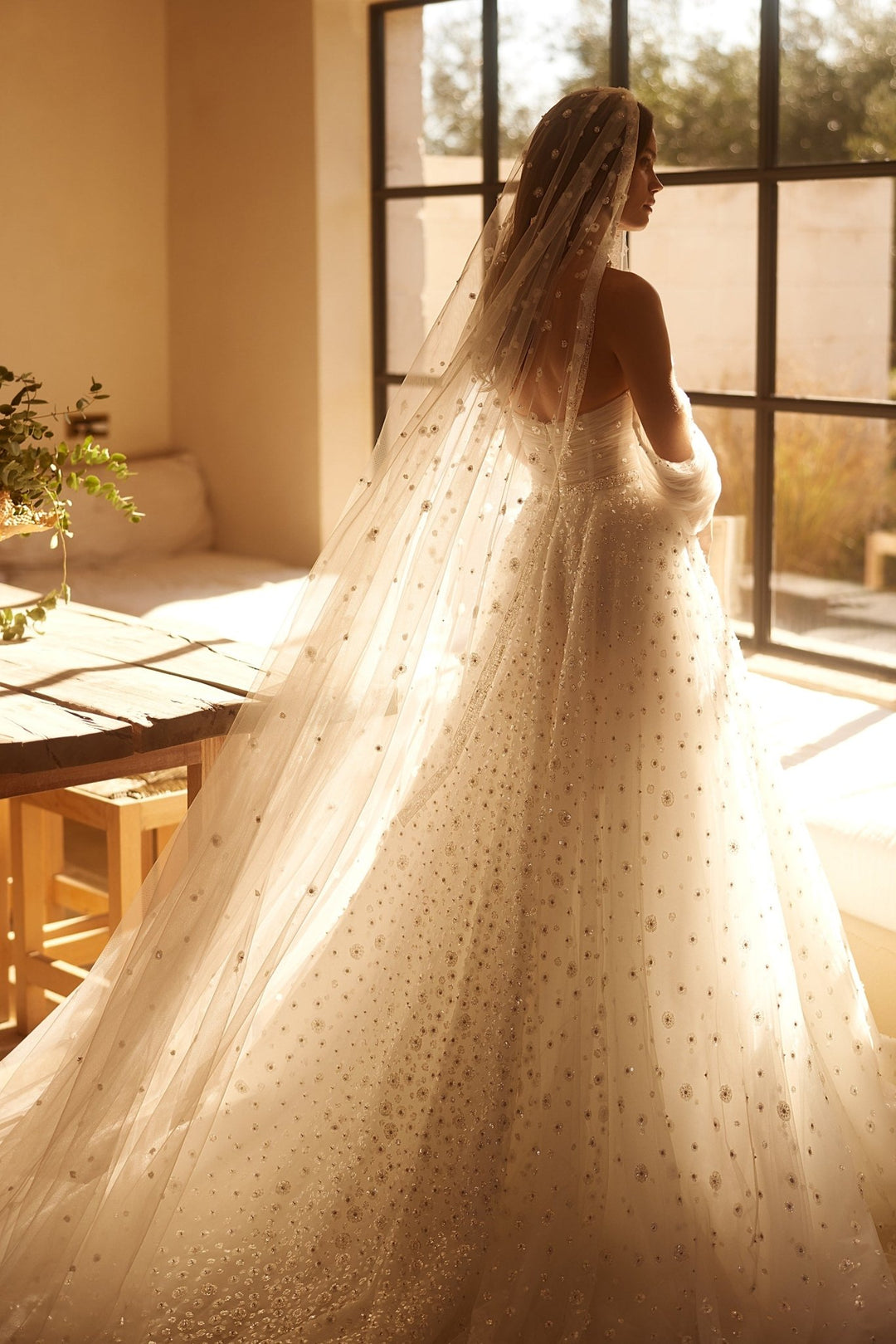 Luxury Sequined Off-Shoulder Wedding Dress with Elegant Train Plus Size - WonderlandByLilian