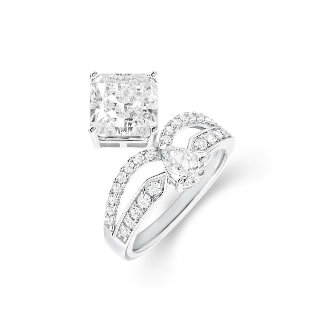 Luxury Square and Pear Cut Cubic Zirconia Decoy Engagement Ring - WonderlandByLilian