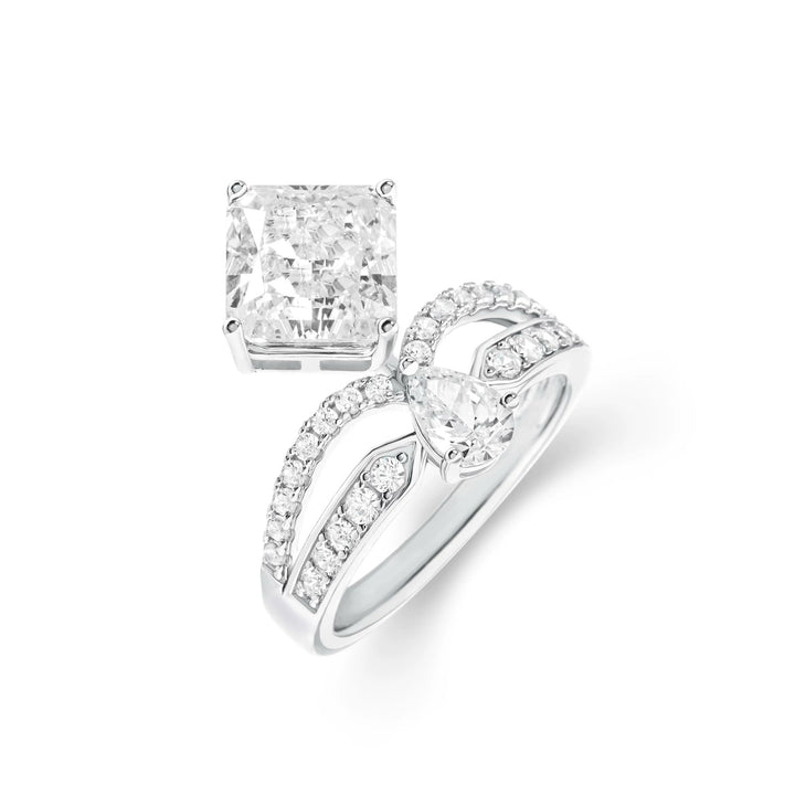 Luxury Square and Pear Cut Cubic Zirconia Decoy Engagement Ring - WonderlandByLilian