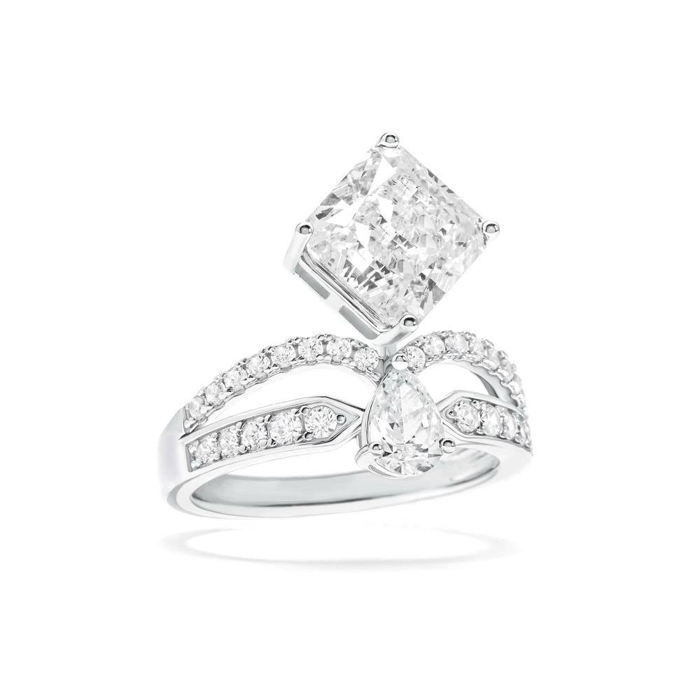 Luxury Square and Pear Cut Cubic Zirconia Decoy Engagement Ring - WonderlandByLilian