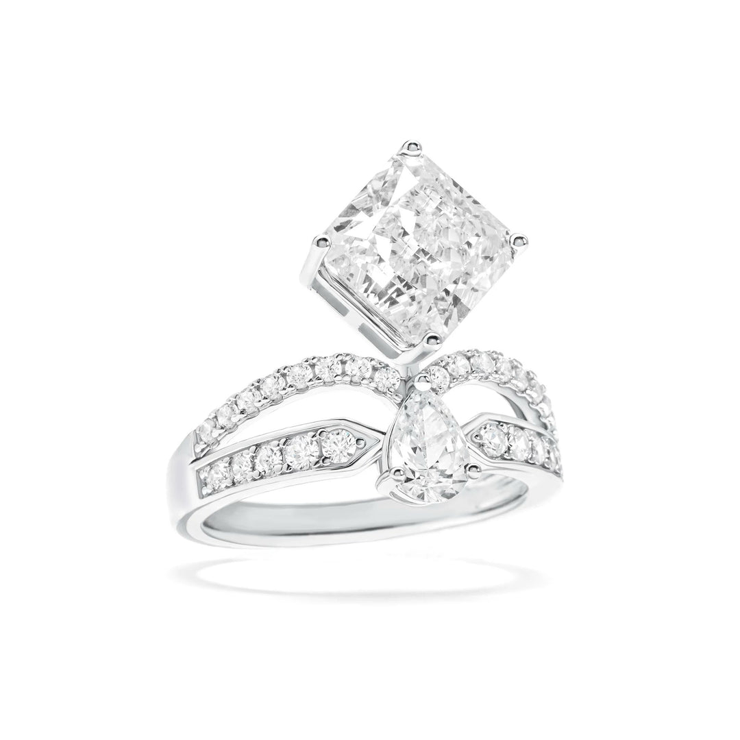 Luxury Square and Pear Cut Cubic Zirconia Decoy Engagement Ring - WonderlandByLilian