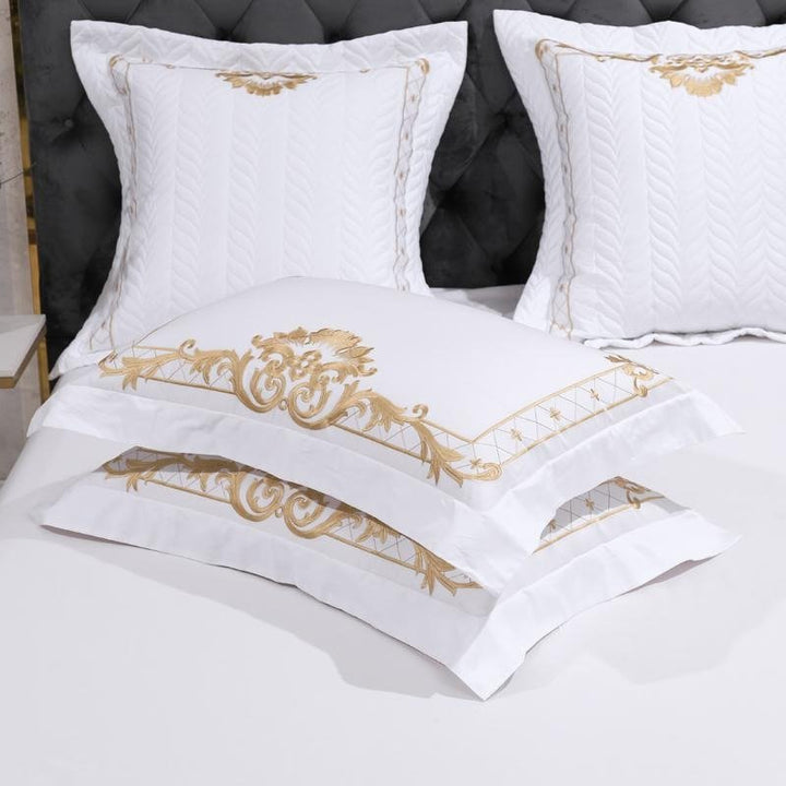 Luxury White Egyptian Cotton Embroidery Bedding Set - WonderlandByLilian