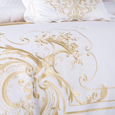 Luxury White Egyptian Cotton Embroidery Bedding Set - WonderlandByLilian