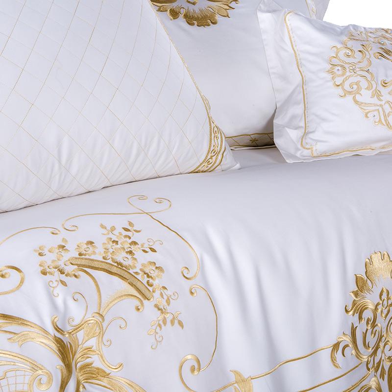 Luxury White Egyptian Cotton Embroidery Bedding Set - WonderlandByLilian