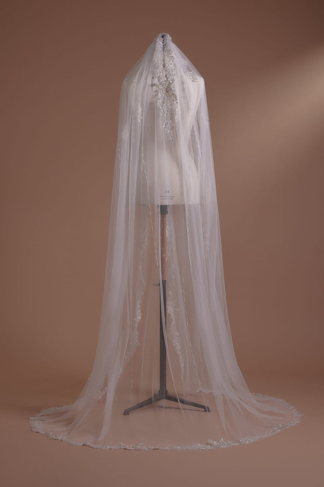 Magnificent Full-Length Cathedral Veil with Detailed Embroidery and Sequined Accents - WonderlandByLilian