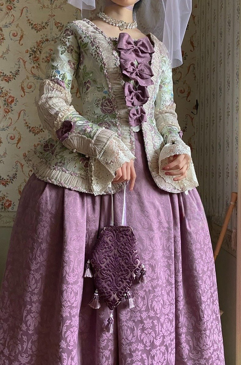 Marie Antoinette Lavender Purple Ball Gown - Purple Rococo Style Dress and Baroque Wedding Dress with Lace and Bow Tie Plus Size - WonderlandByLilian