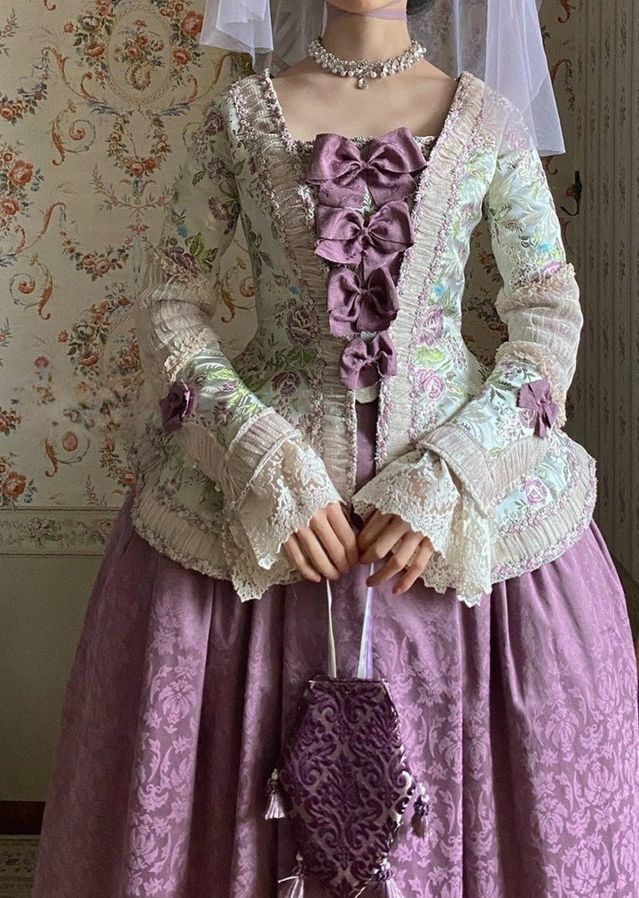 Marie Antoinette Lavender Purple Ball Gown - Purple Rococo Style Dress and Baroque Wedding Dress with Lace and Bow Tie Plus Size - WonderlandByLilian