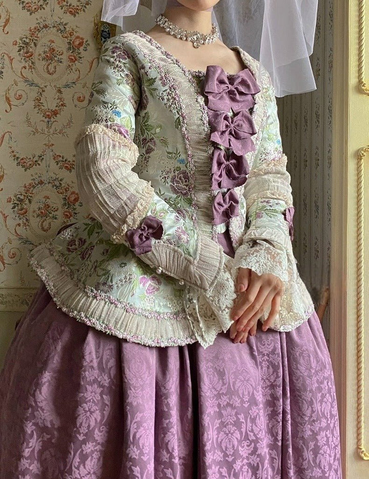 Marie Antoinette Lavender Purple Ball Gown - Purple Rococo Style Dress and Baroque Wedding Dress with Lace and Bow Tie Plus Size - WonderlandByLilian