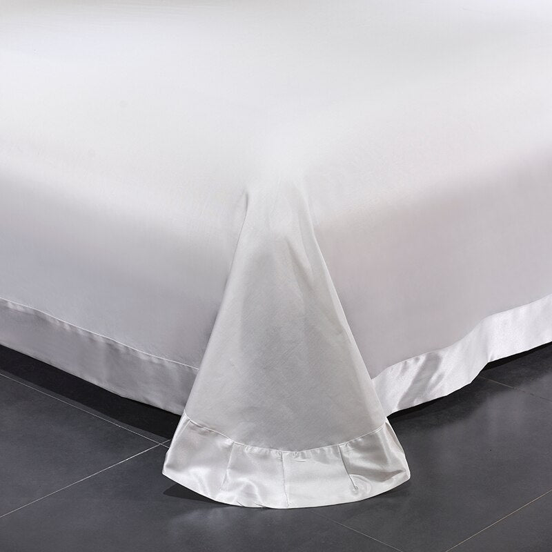 Mazeyna White Silver Silk Cotton Luxury Butterfly Bedding Set - WonderlandByLilian