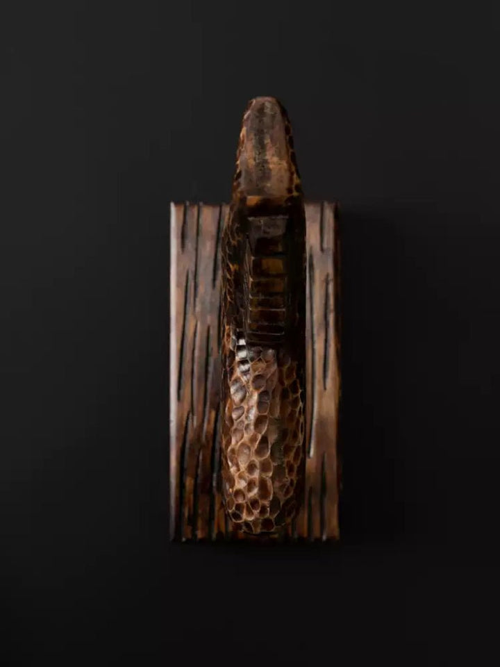 Medieval Handmade African Brown Wooden Horse Sculpture with Textured Carving France Import - WonderlandByLilian