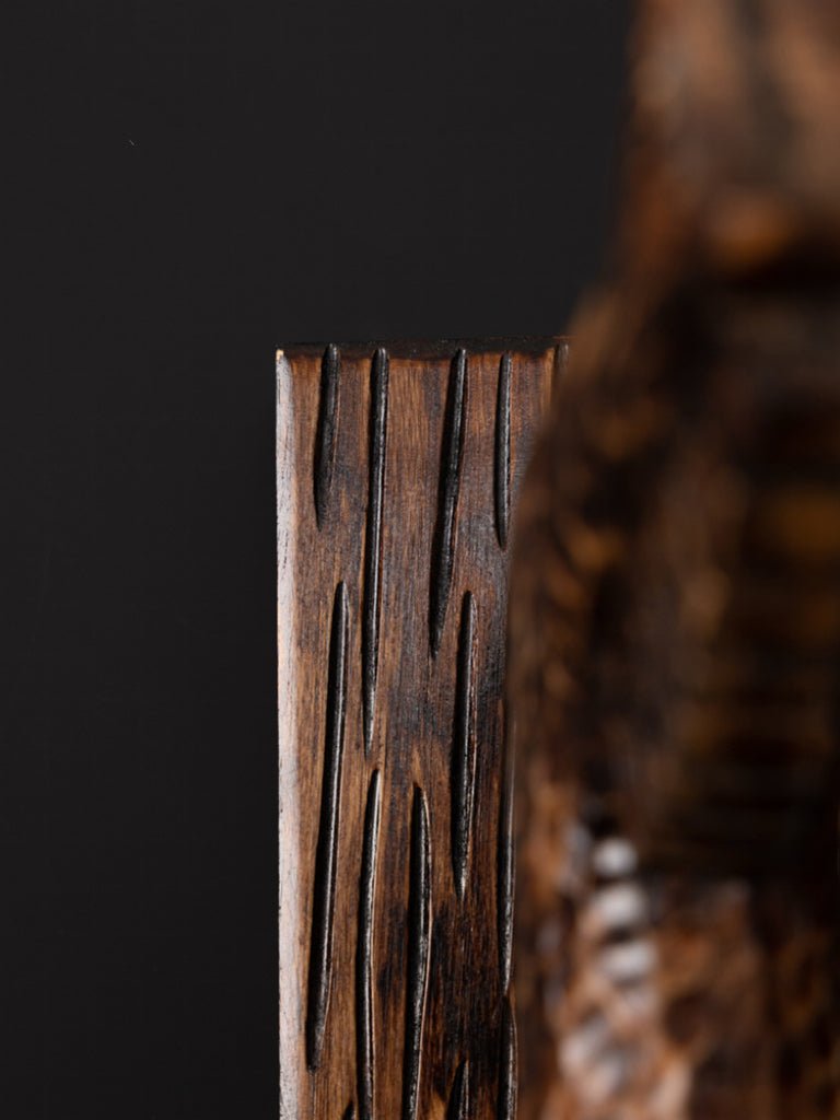 Medieval Handmade African Brown Wooden Horse Sculpture with Textured Carving France Import - WonderlandByLilian
