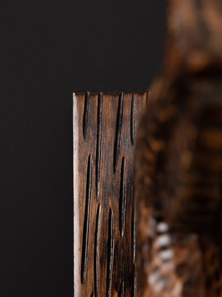 Medieval Handmade African Brown Wooden Horse Sculpture with Textured Carving France Import - WonderlandByLilian