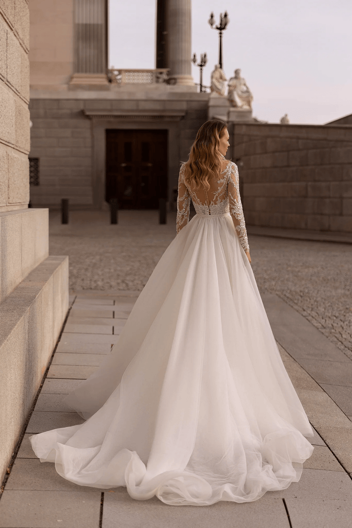 Mermaid Wedding Dress with Sequins – Sparkling Bridal Gown with Optional Sheer Train and Open Back Plus Size - WonderlandByLilian