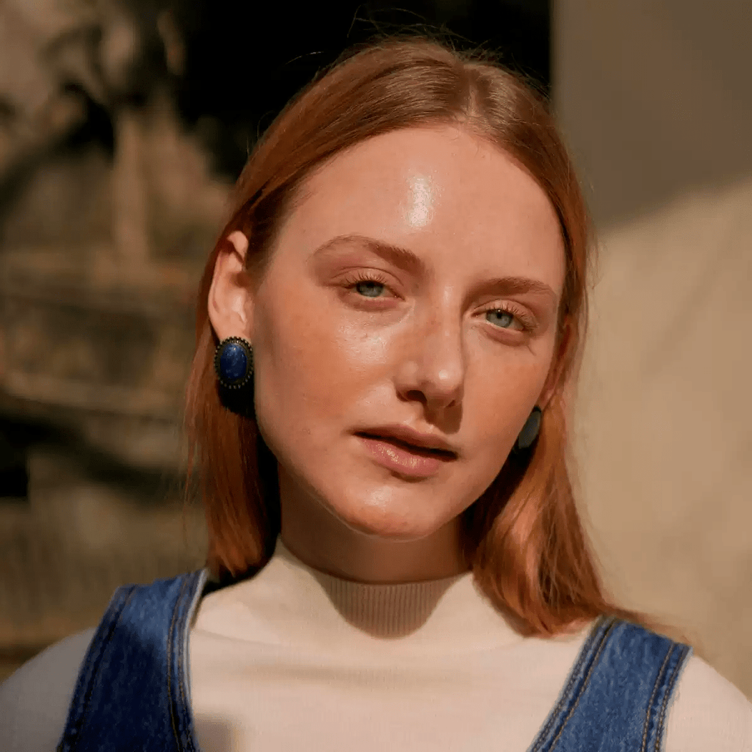 Midnight Reverie – Handmade Vintage Blue Oval Earrings – The Blue Night Star River - WonderlandByLilian
