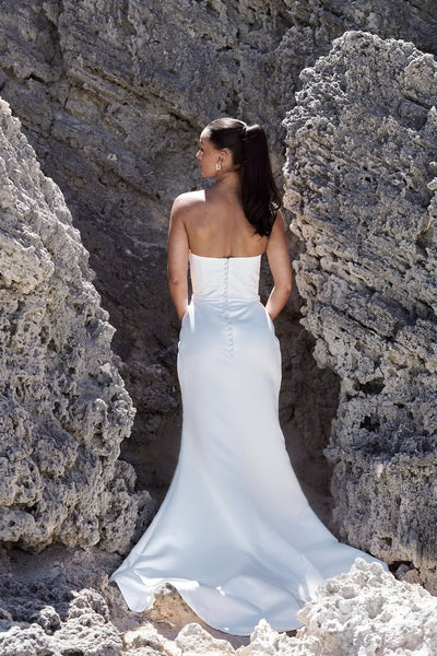 Modern Asymmetrical Neckline Bridal Gown - EVE - WonderlandByLilian