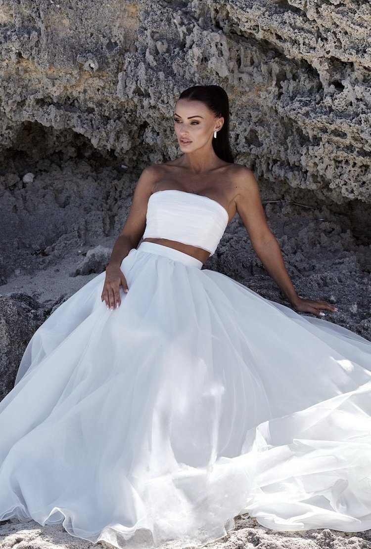 Modern Greek Goddess Two-Piece Bridal Gown - EDEN - WonderlandByLilian