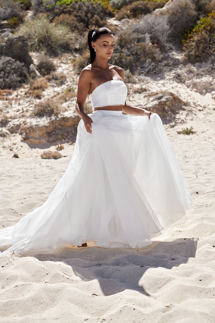 Modern Greek Goddess Two-Piece Bridal Gown - EDEN - WonderlandByLilian