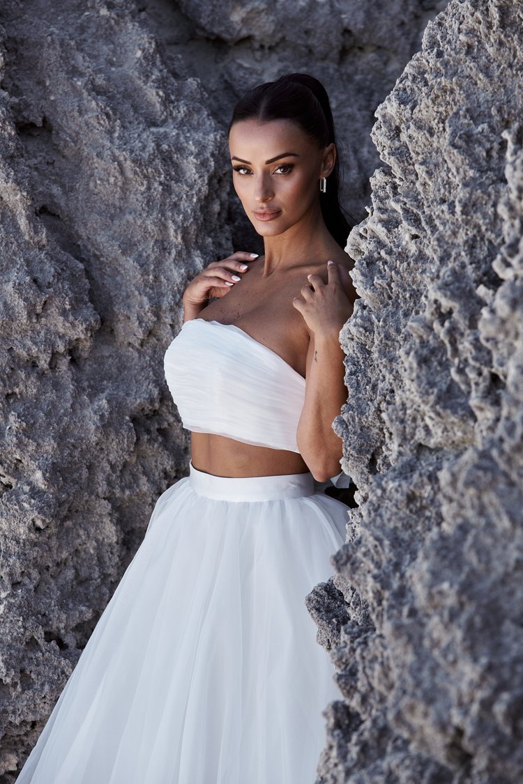 Modern Greek Goddess Two-Piece Bridal Gown - EDEN - WonderlandByLilian