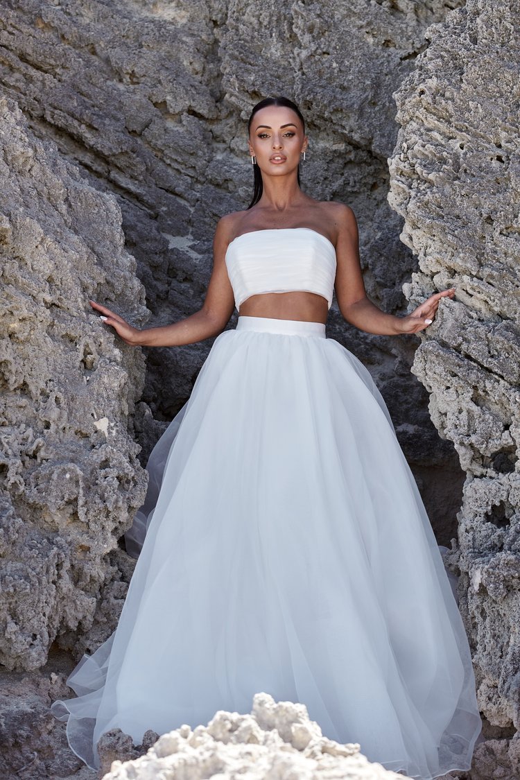 Modern Greek Goddess Two-Piece Bridal Gown - EDEN - WonderlandByLilian