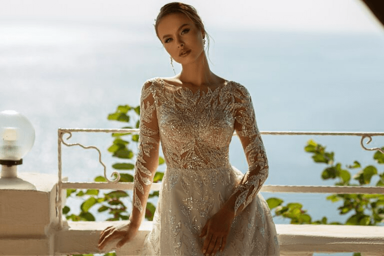 Modern Long Sleeve Wedding Dress - Pretty Sequin Dress - Fitted Lace Wedding Dress with Sleeves Plus Size Size 22W Modern Long Sleeve Wedding Dress - Pretty Sequin Dress - Fitted Lace Wedding Dress with Sleeves Plus Size Size 22W