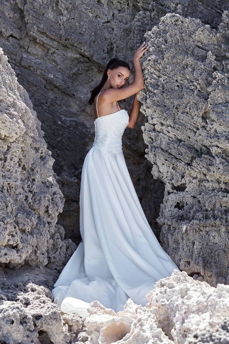 Modern Luxury Satin A-line Wedding Gown - ELIZABETH - WonderlandByLilian