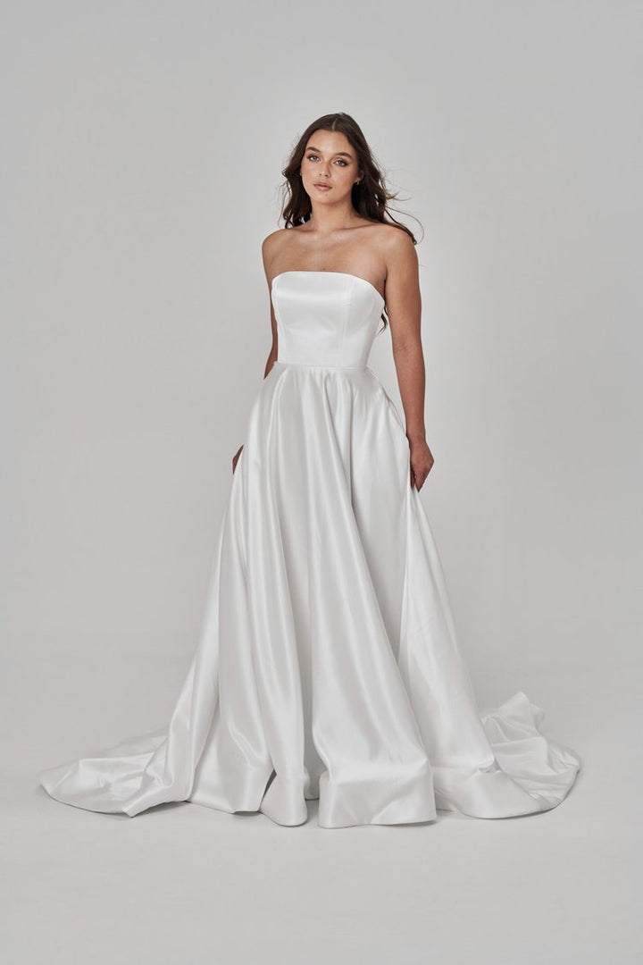 Modern Satin Strapless Ball Gown - EZRA - WonderlandByLilian