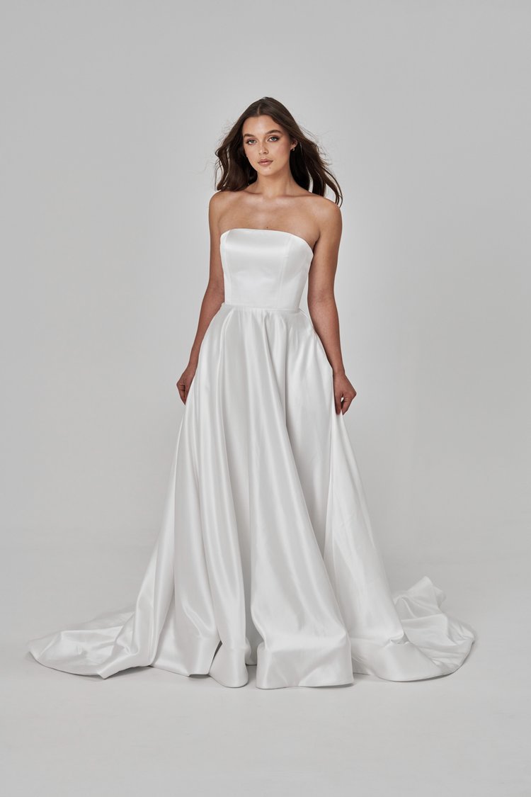 Modern Satin Strapless Ball Gown - EZRA - WonderlandByLilian