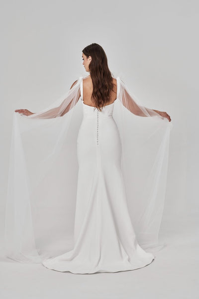 Modern Square Neckline Crepe Wedding Gown - ESTHER - WonderlandByLilian