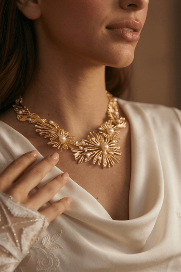 Moonlight Soirée – Vintage Rococo Pearl Statement Necklace | Regency Bridgerton Aesthetic - WonderlandByLilian