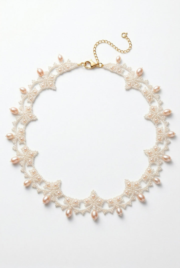 Moonlit Lace – Victorian Pearl Lace Necklace | Regency Rococo Bridal Jewelry - WonderlandByLilian