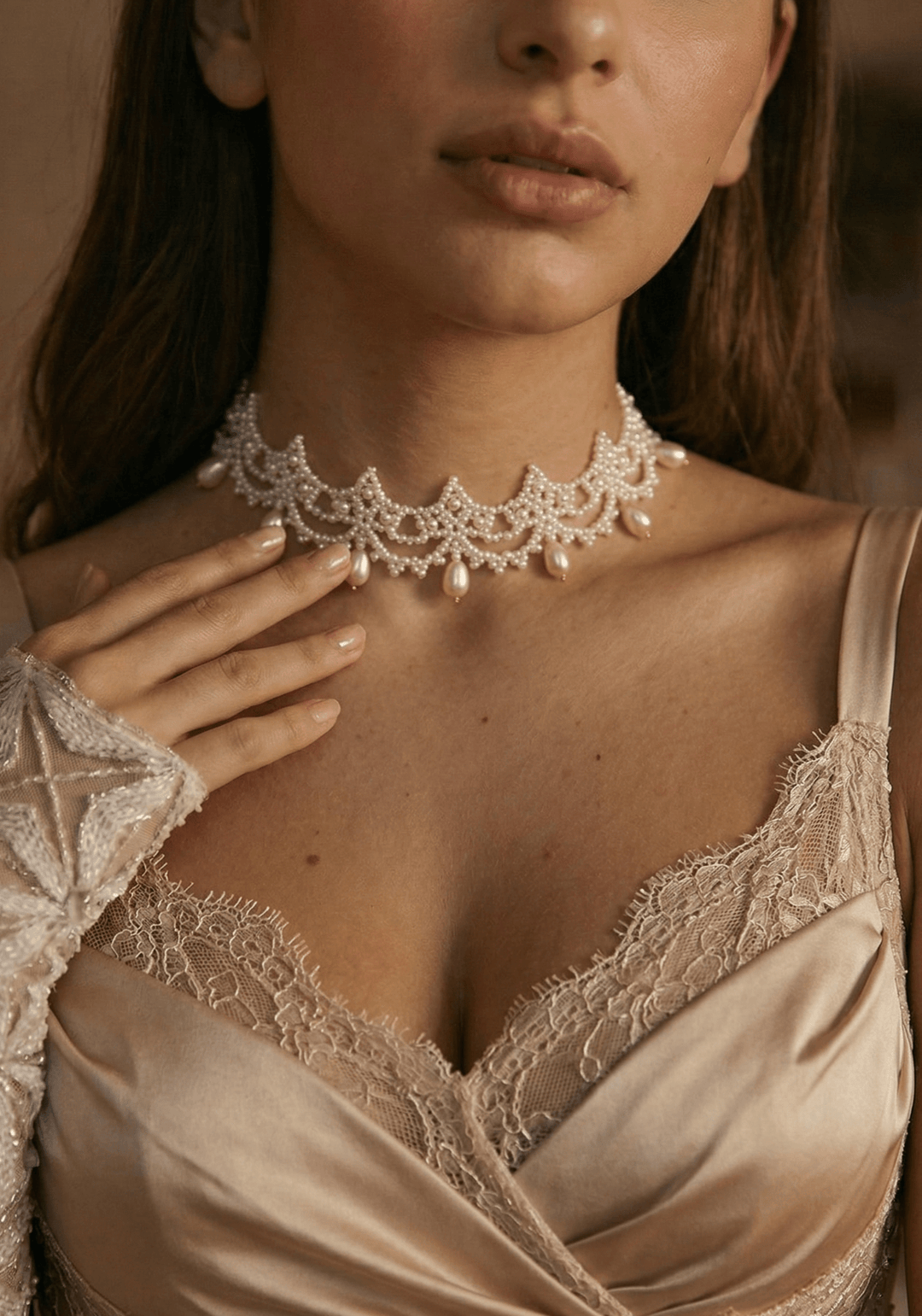 Moonlit Lace – Victorian Pearl Lace Necklace | Regency Rococo Bridal Jewelry - WonderlandByLilian
