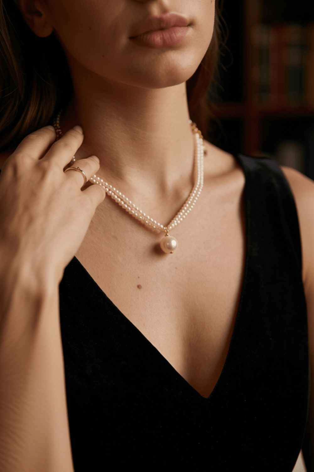 Moonlit Whisper – French Vintage Pearl Necklace | Regency Minimal Elegance - WonderlandByLilian